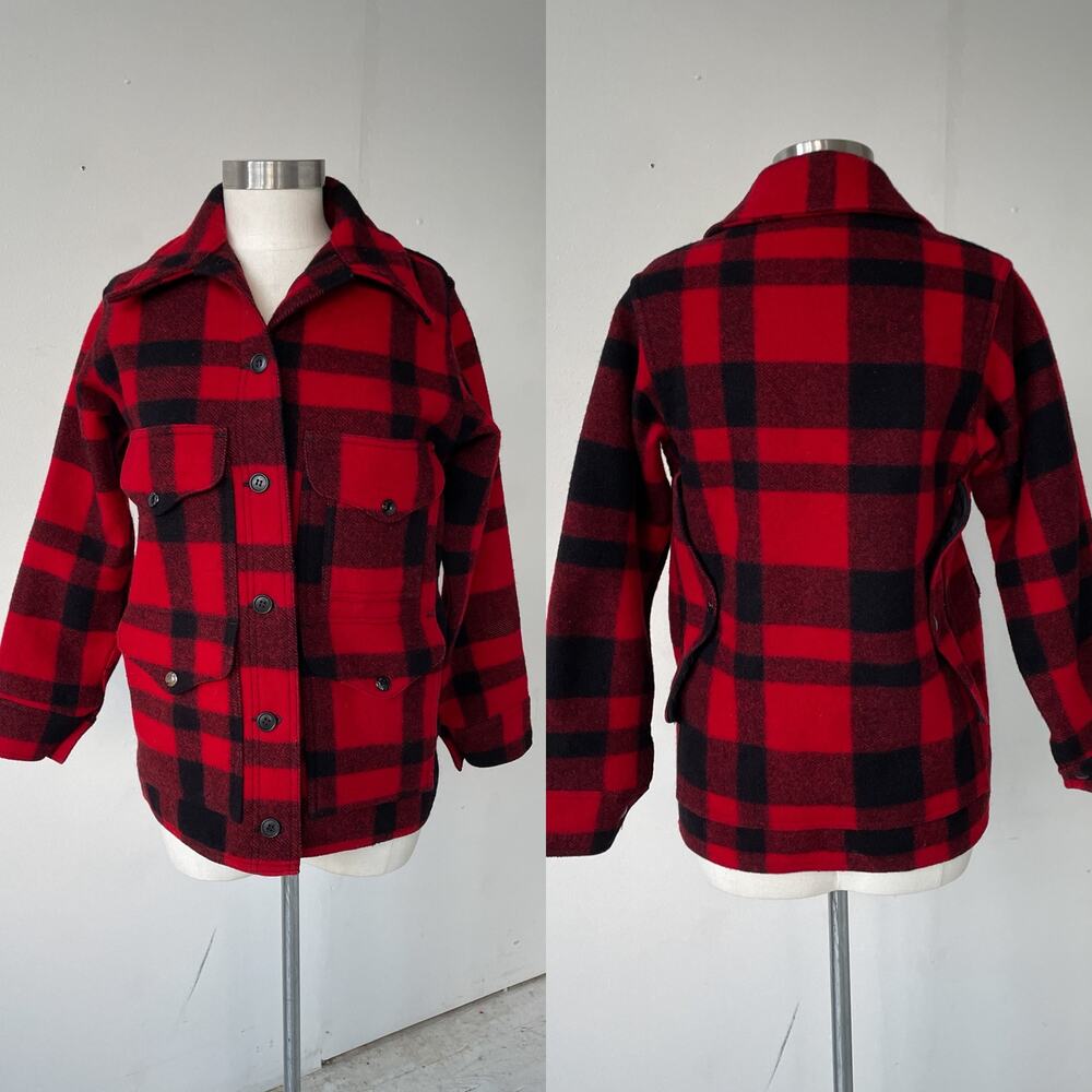 Vintage 1960's FILSON Mackinaw Wool Cruiser Jacket | Red Plaid | W12 Womens 110